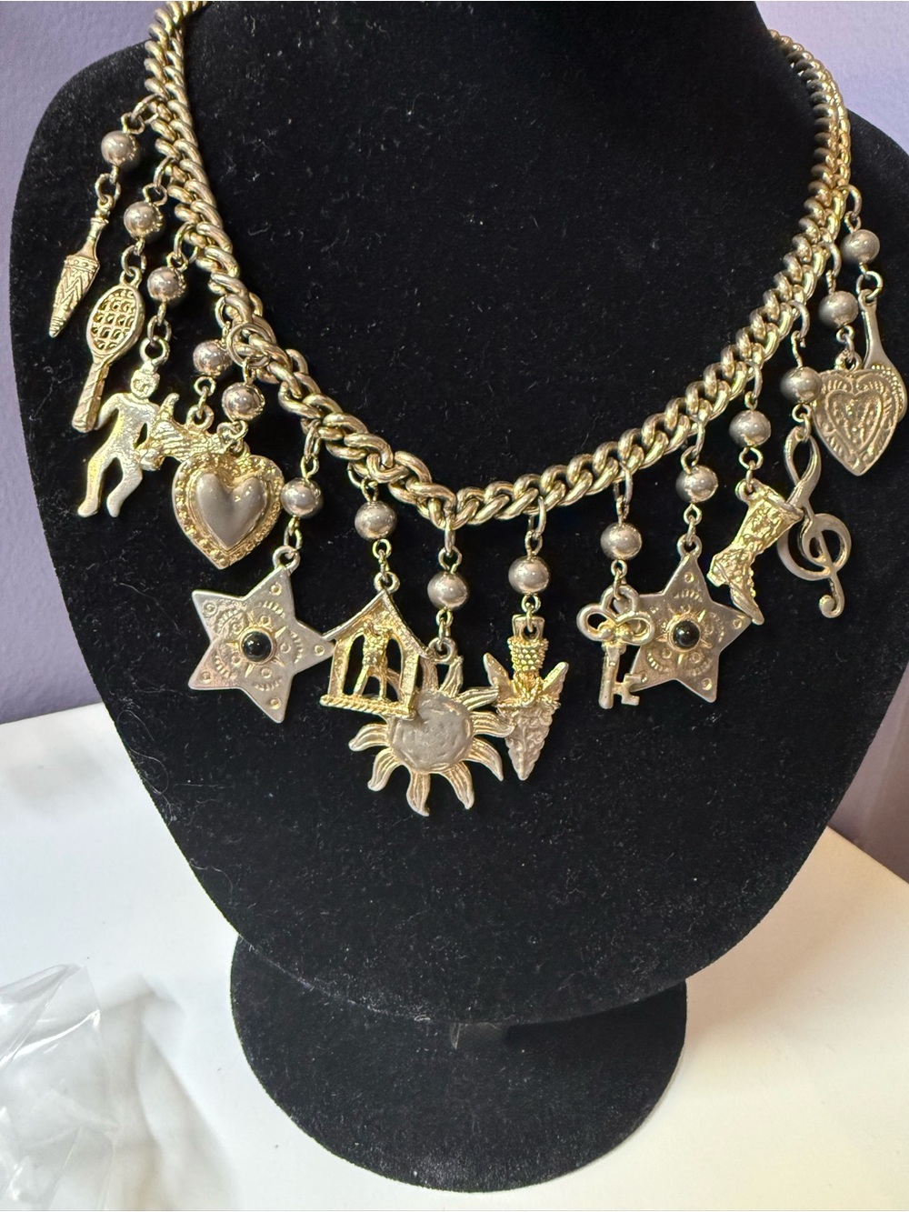 Gold tone Charm Statement Necklace - Women Jewelry